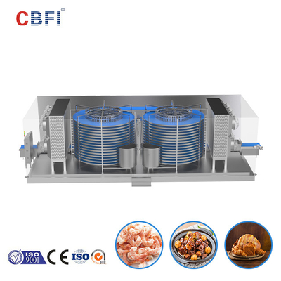 Congelador de doble espiral rápido individual IQF de CBFI para la línea de procesamiento de pescado