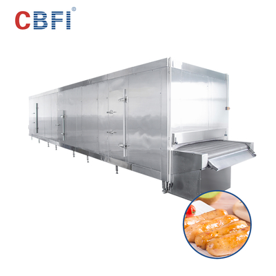 Congelador de túnel rápido industrial Alimentos del mar Camarones congelados Iqf Hanbell Compresor