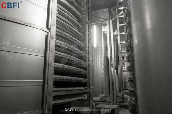 Máquina de congelación de doble espiral Iqf de gran capacidad para la fabricación de mariscos