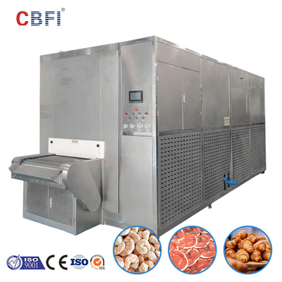 Congelador industrial automático del túnel de la correa IQF de la malla para el refrigerador rápido del túnel de las patatas fritas de la carne del camarón